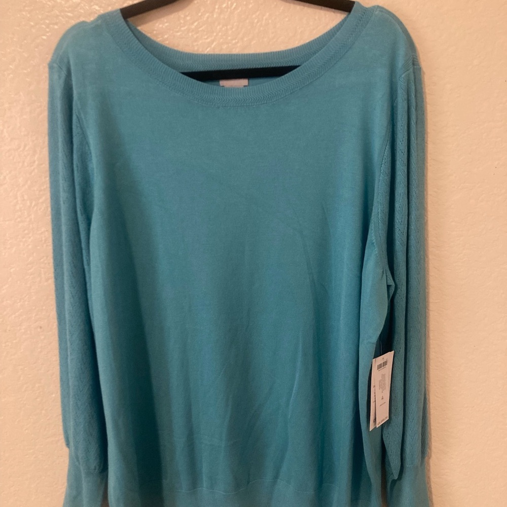 Chico's Blue Crew Neck Sweater
